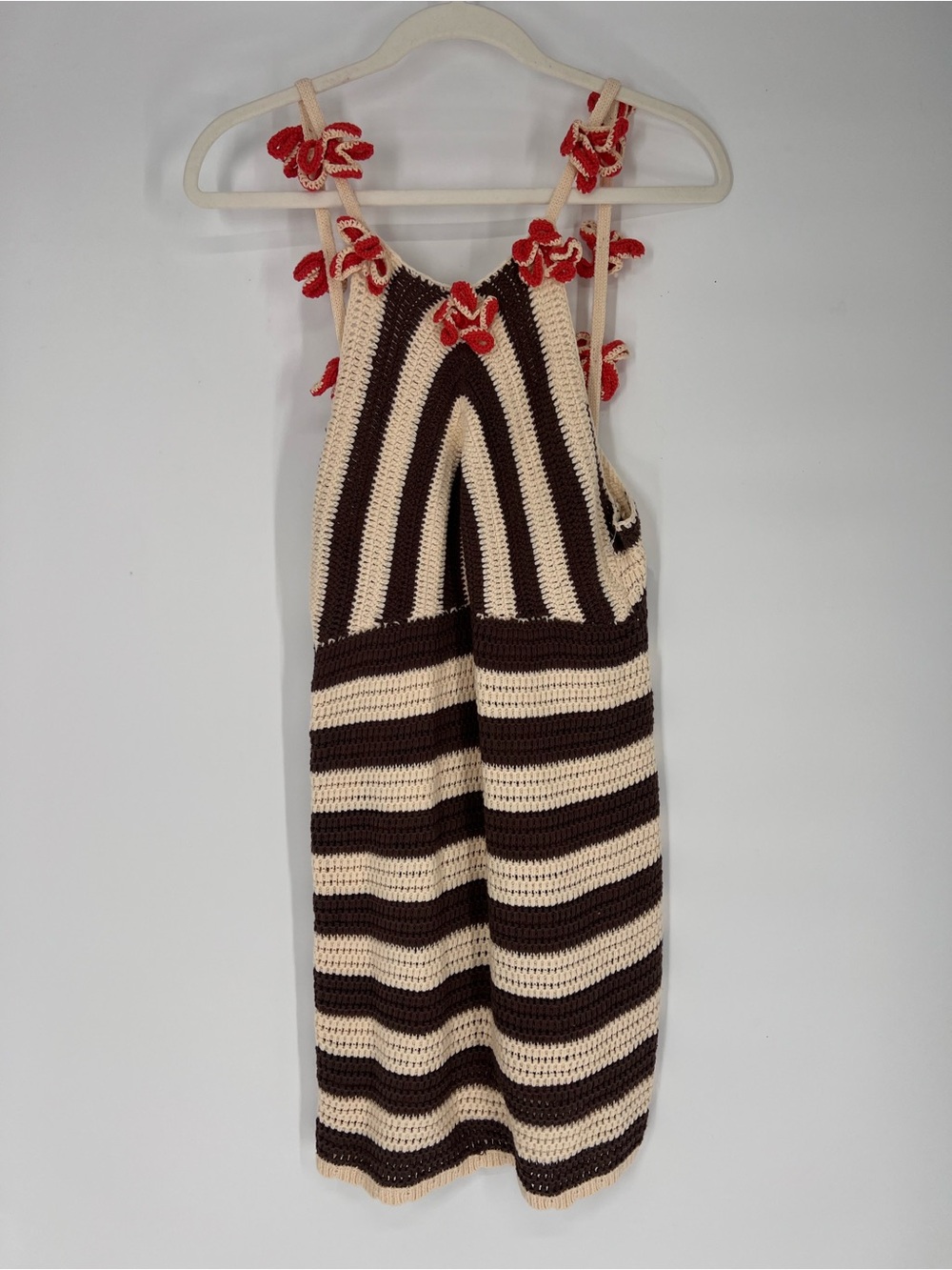 Celandine Anthropologie Knit Crochet Floral Striped Mini Dress Cover Up S NWT